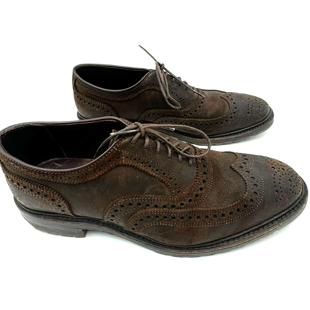 ALLEN EDMONDS Men's 9 D McTavish Lace Up Suede Brown Waterproof Wingtip‎ Shoes
